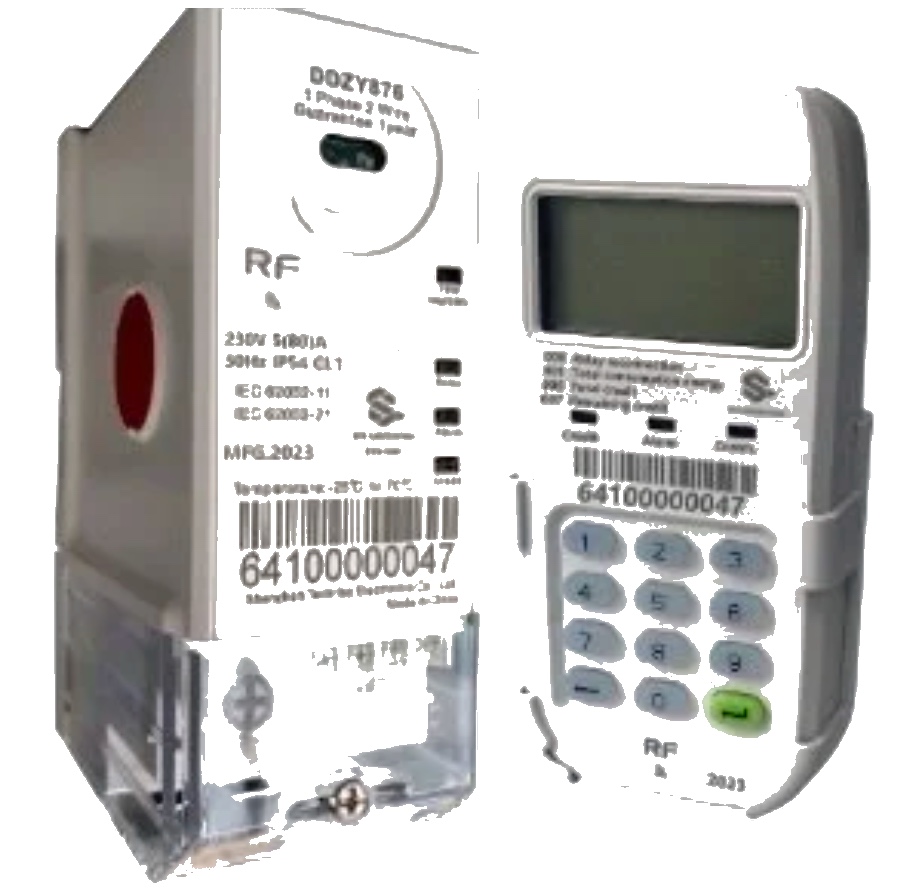 Arotob DDZY876-DG12 1P2W DIN-rail split STS prepaid meter with RF communication and customer keypad unit